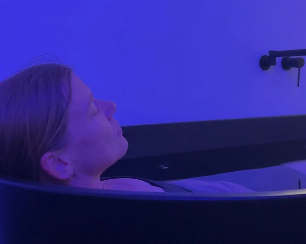 A member relaxing during an ice bath session at WITHIN